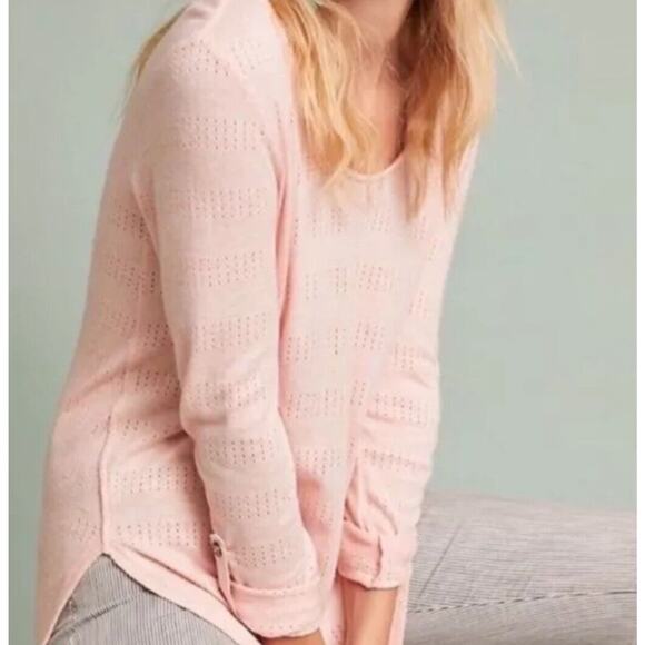 Anthropologie Top Pink Akemi Kin Sm Sylvie Pointelle Spring Easter Lightweight - Picture 1 of 9
